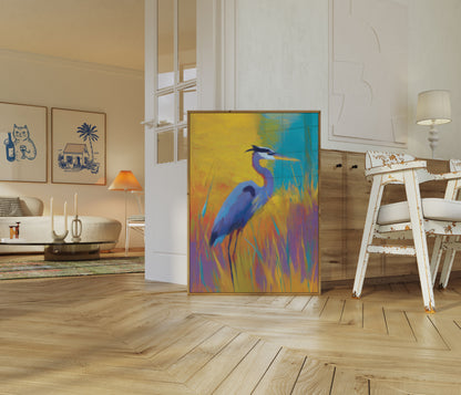 Blauwe Reiger Zonsondergang Poster