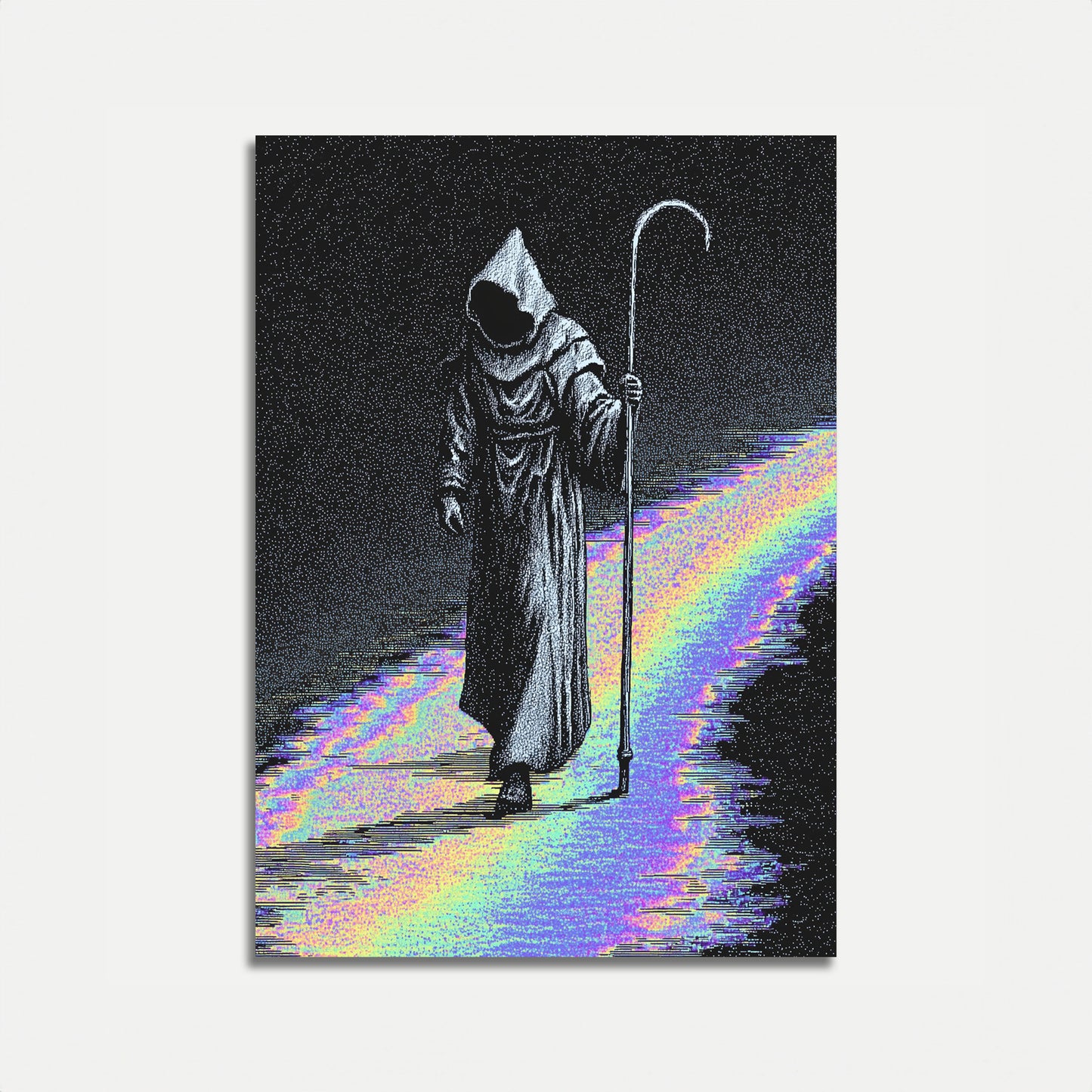 Grim Reaper Digital Glitch Poster