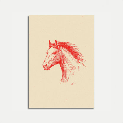 Red Horse Portrait Sketch Poster