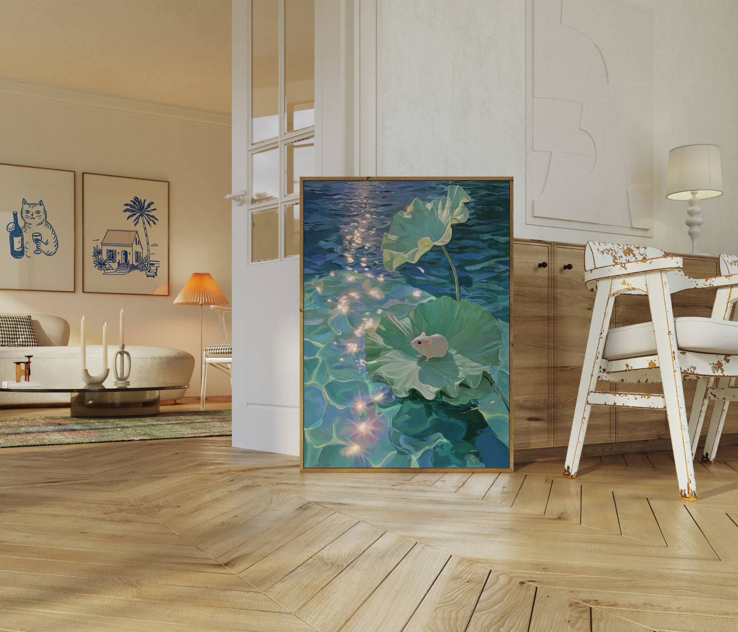 Moonlit Lotus Mouse Poster