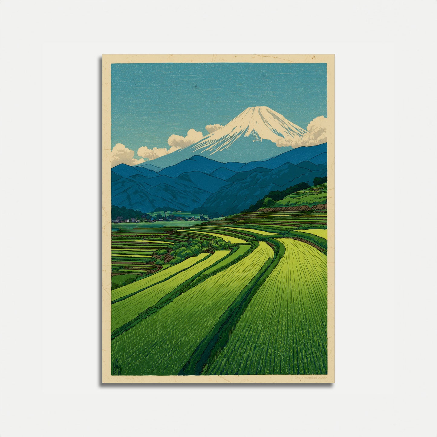 Póster de Arrozales del Monte Fuji