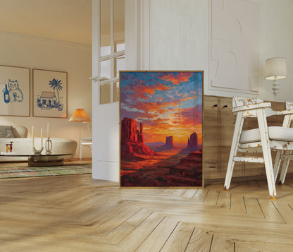 Desert Sunset Monument Valley Poster