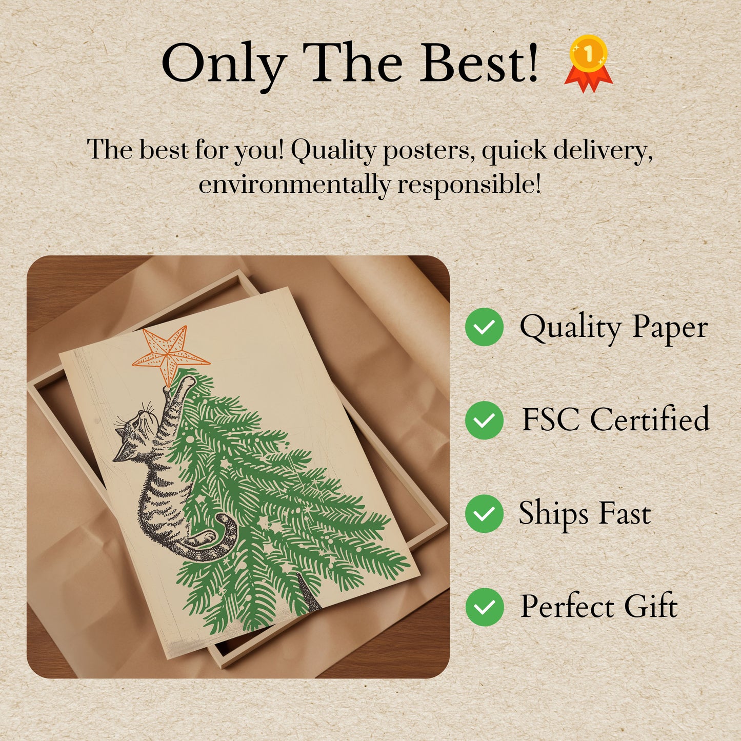 Curious Christmas Cat Tree Poster