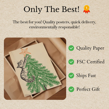 Curious Christmas Cat Tree Poster