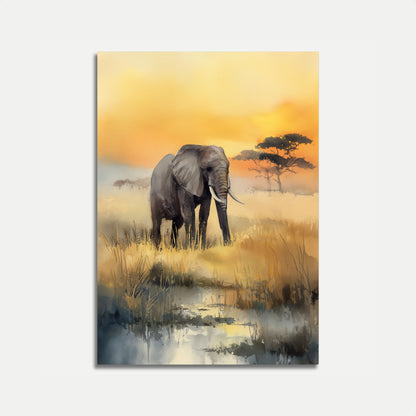 Majestic Elephant Savanna Sunset Poster