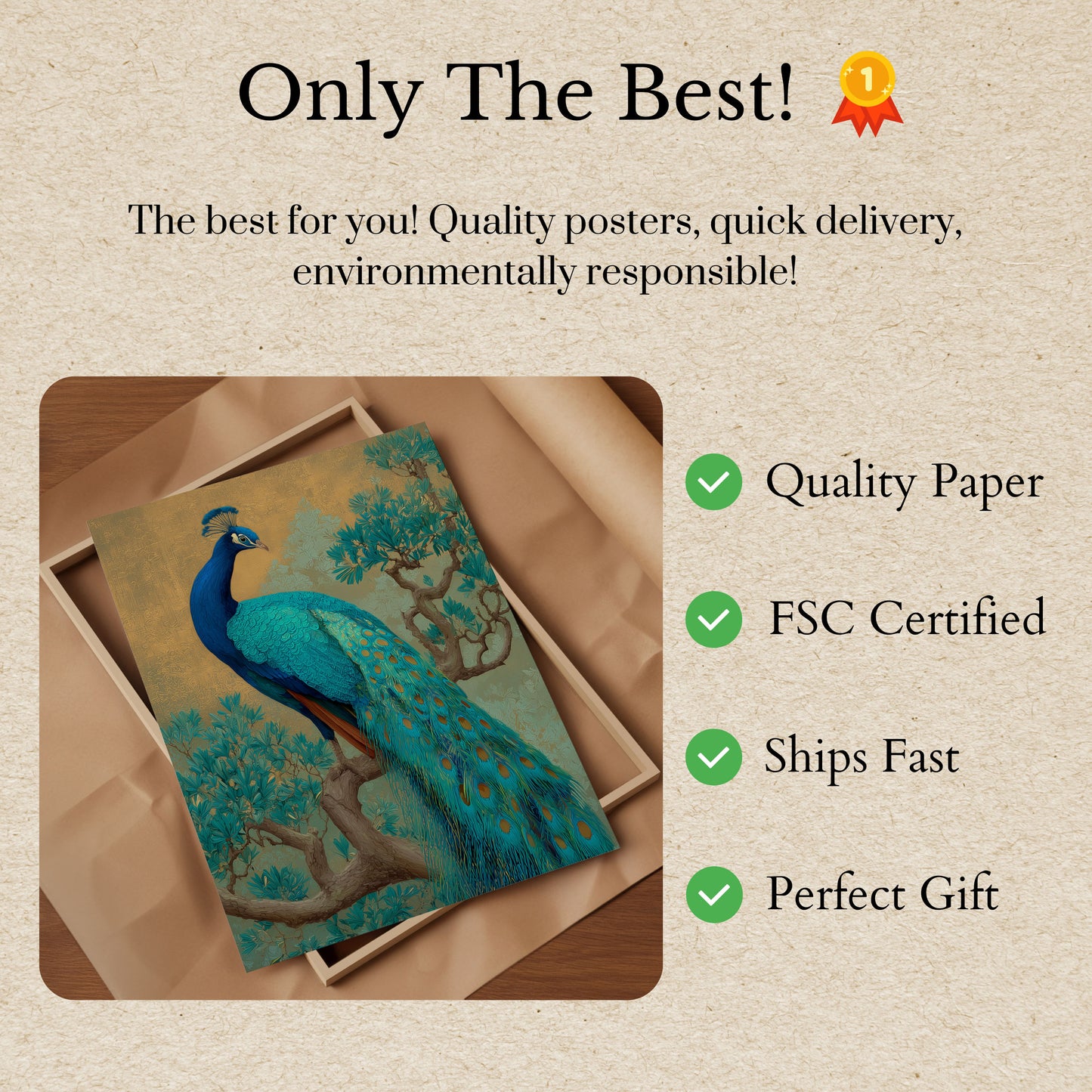 Póster Elegancia de pavo real azul real