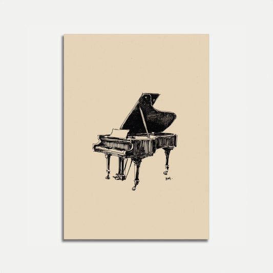 Grand Piano Sketch Line Drawing Poster