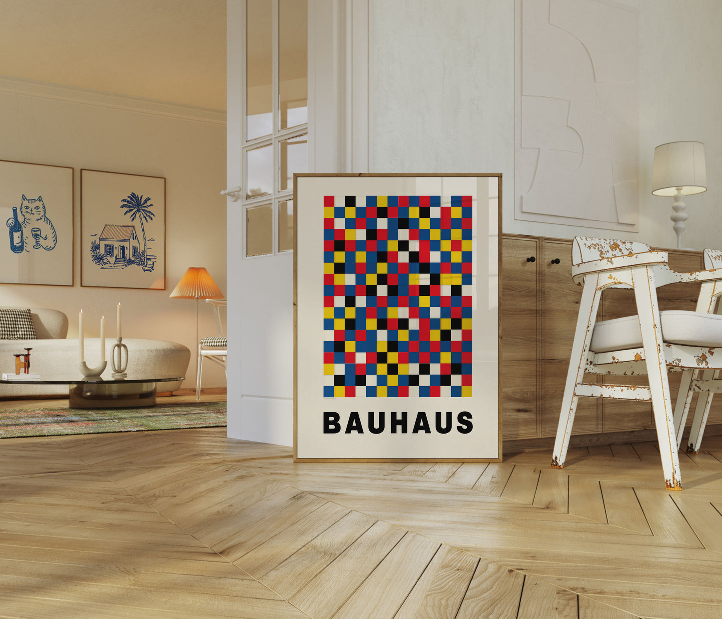 Bauhaus Geometric Grid Poster