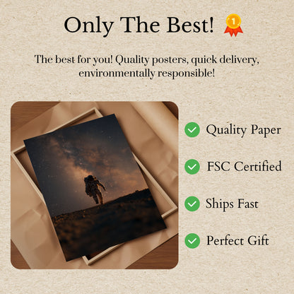 Lone Astronaut Milky Way Poster