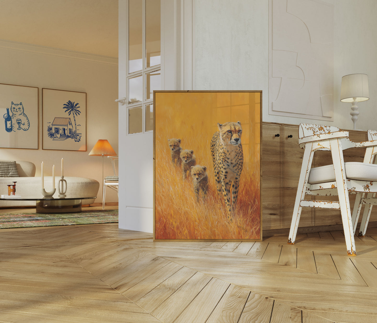 Cheetah Family Savanna Poster