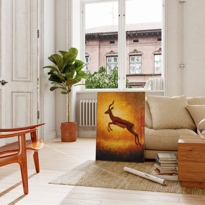 Springende Antilope i Gyldent Solnedgang Plakat