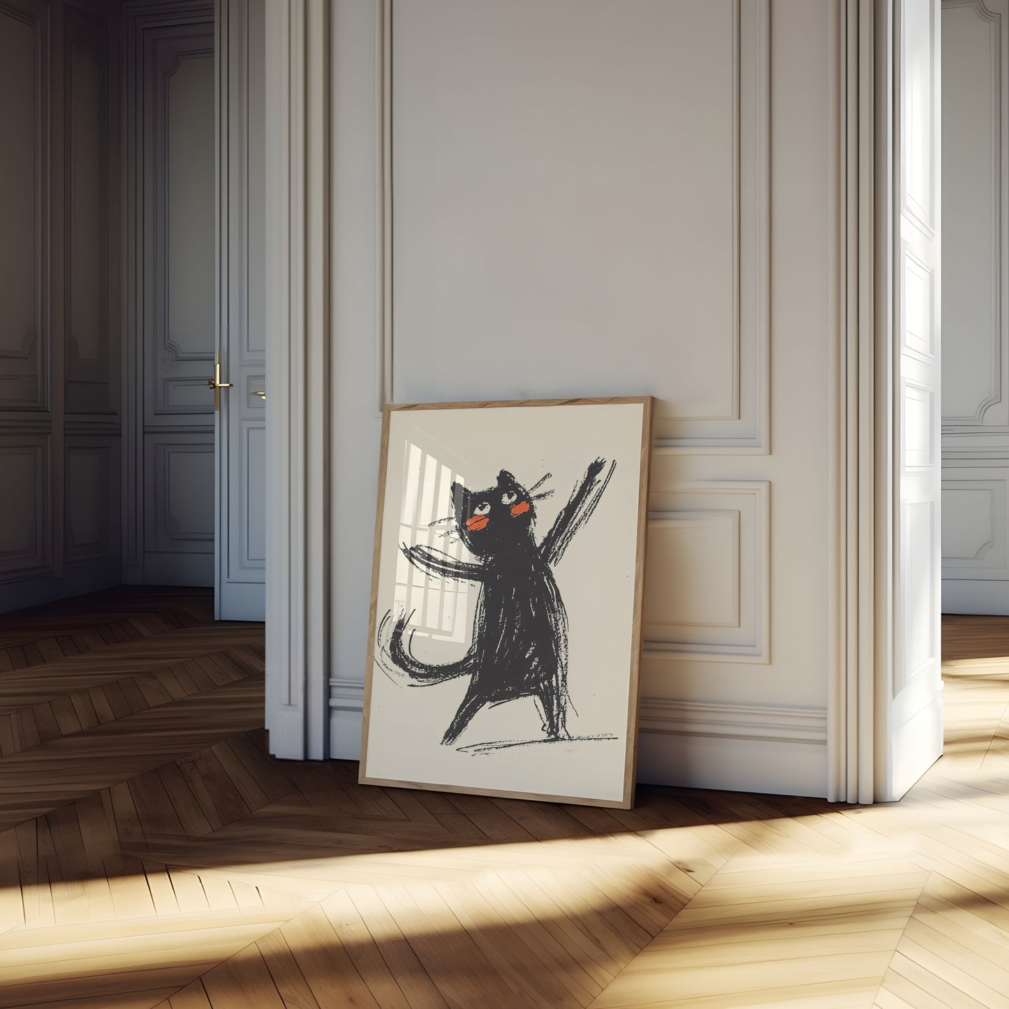 Dancing Black Cat Quirky Poster