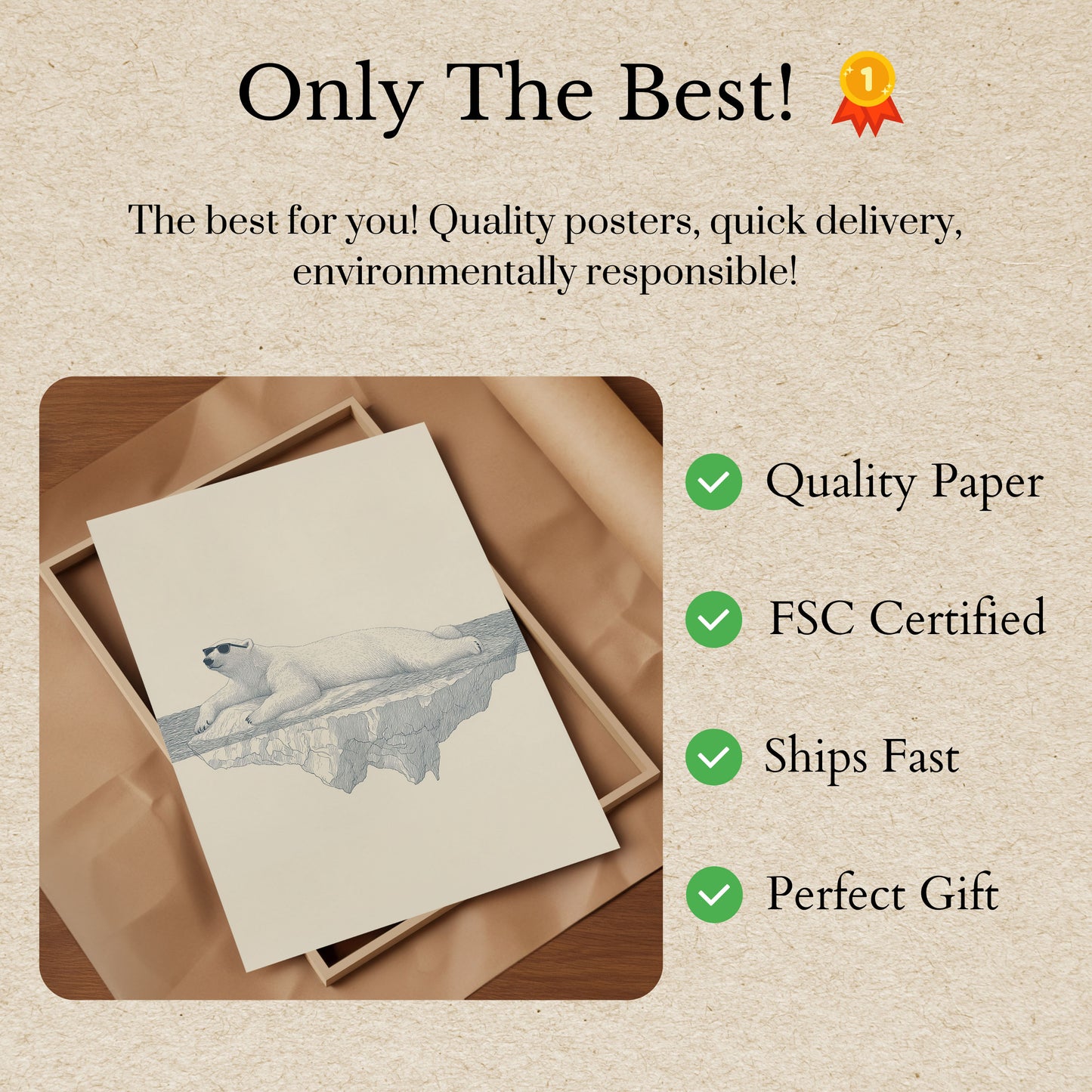 Póster genial de oso polar sobre hielo