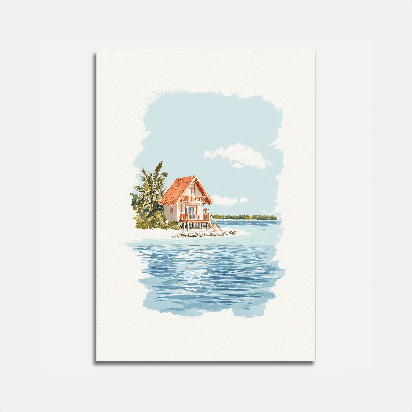 Tropical Stilted Beach House Poster