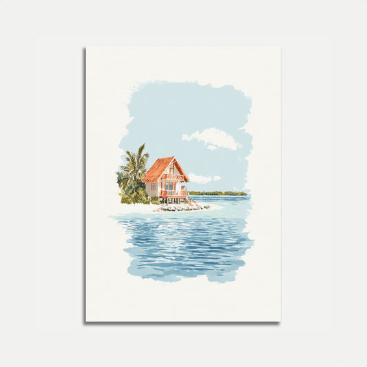 Tropical Stilted Beach House Poster