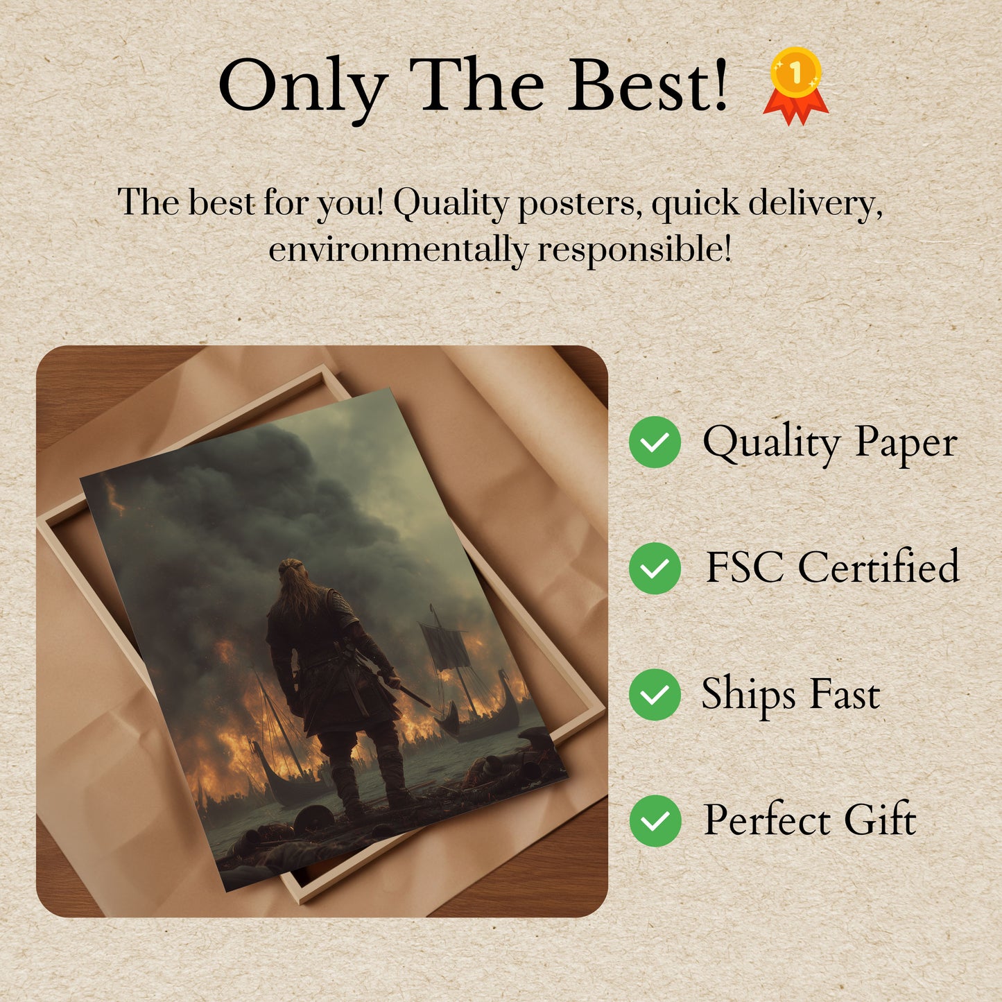 Viking Battle Flames Poster