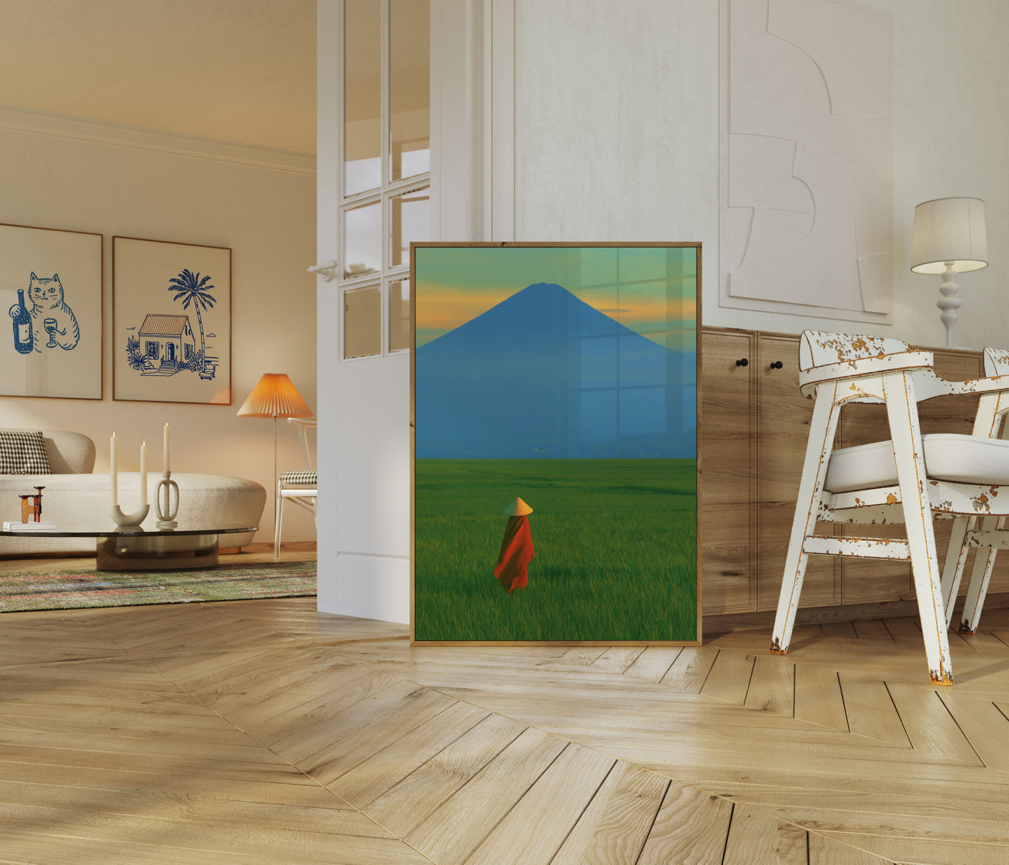 Vrouw in Rode Kegelhoed Poster