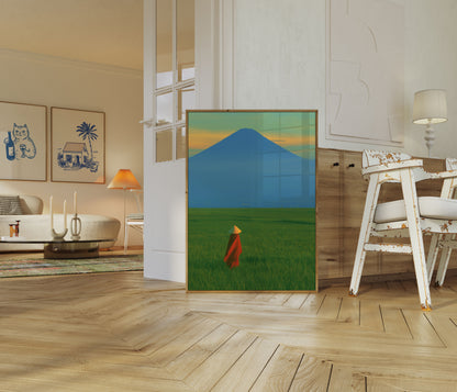 Vrouw in Rode Kegelhoed Poster