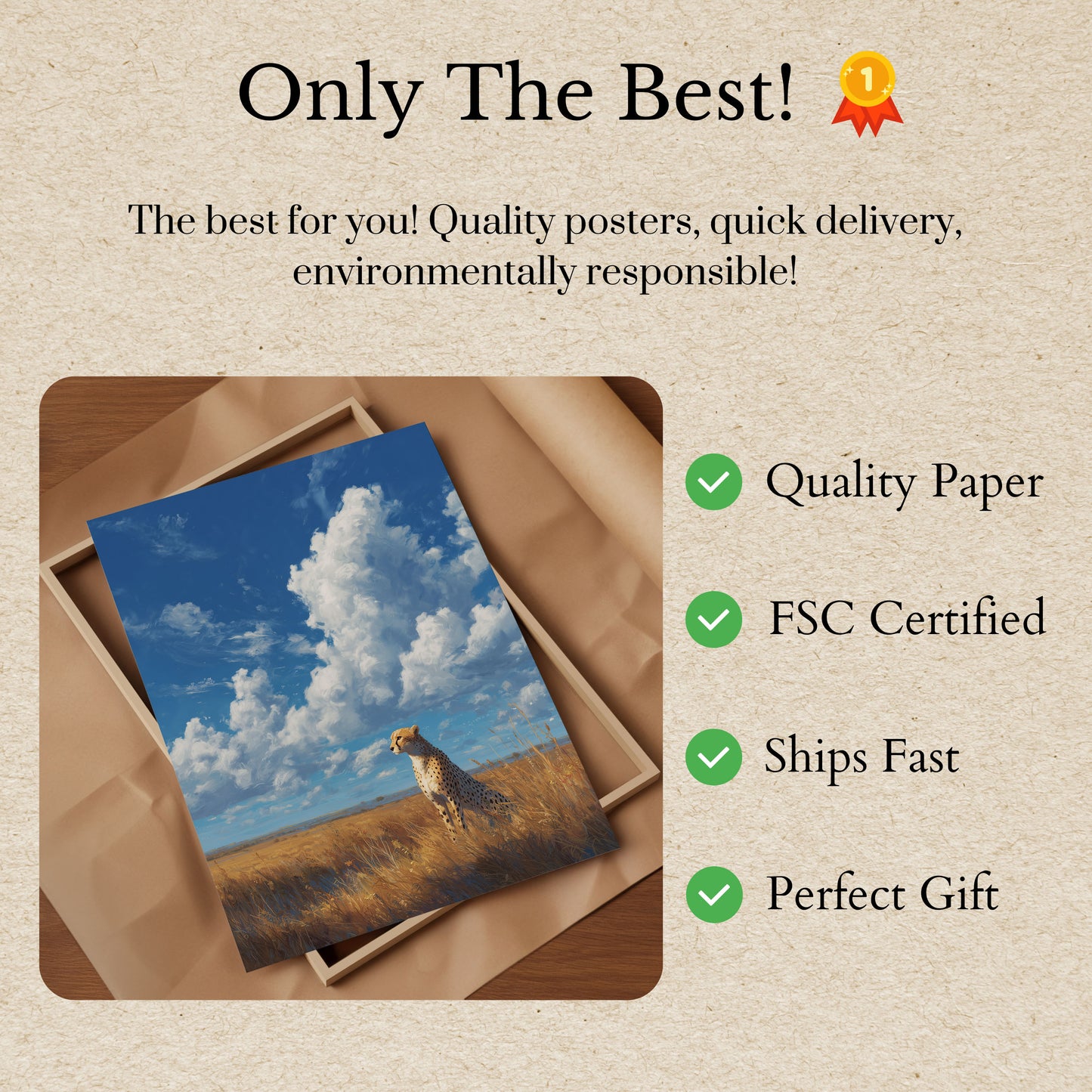 Póster de la majestuosa pradera de guepardos