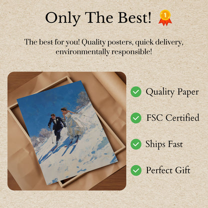 Skiing Newlyweds Winter Romance Poster