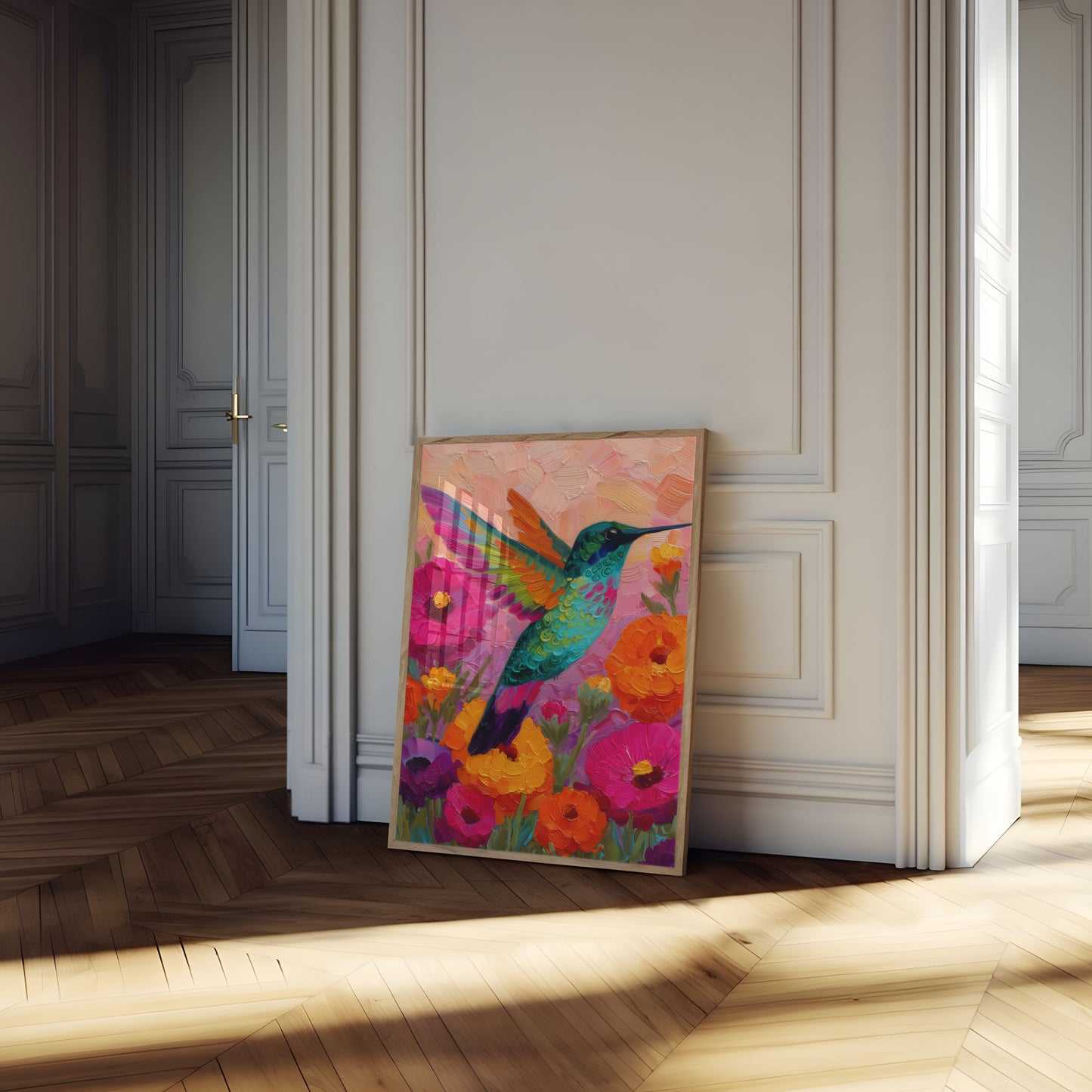 Vibrant Hummingbird Garden Poster