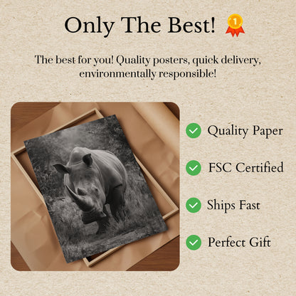 Póster en blanco y negro de Majestic Rhino