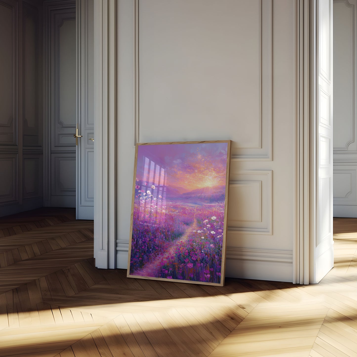 Lavender Sunset Flower Meadow Poster