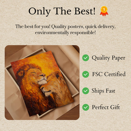 Majestatyczny Plakat z Lwem i Młodym Lwem
