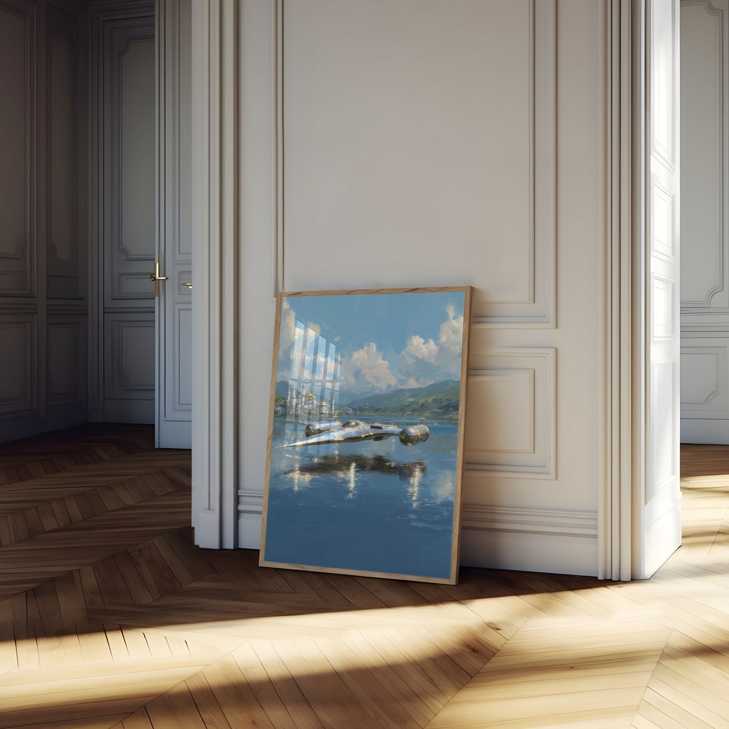 Futuristic Spaceship Lake Poster