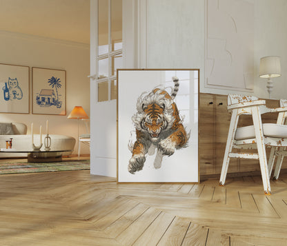 Póster de Tigre feroz acechando