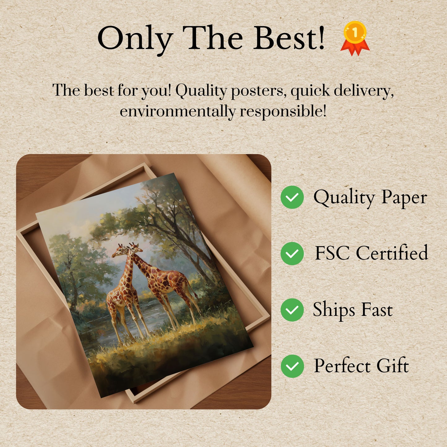 Póster del momento de la jirafa tierna