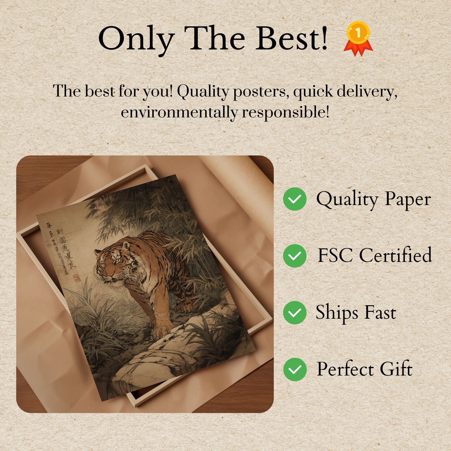 Fierce Tiger in Bamboo Forest Poster