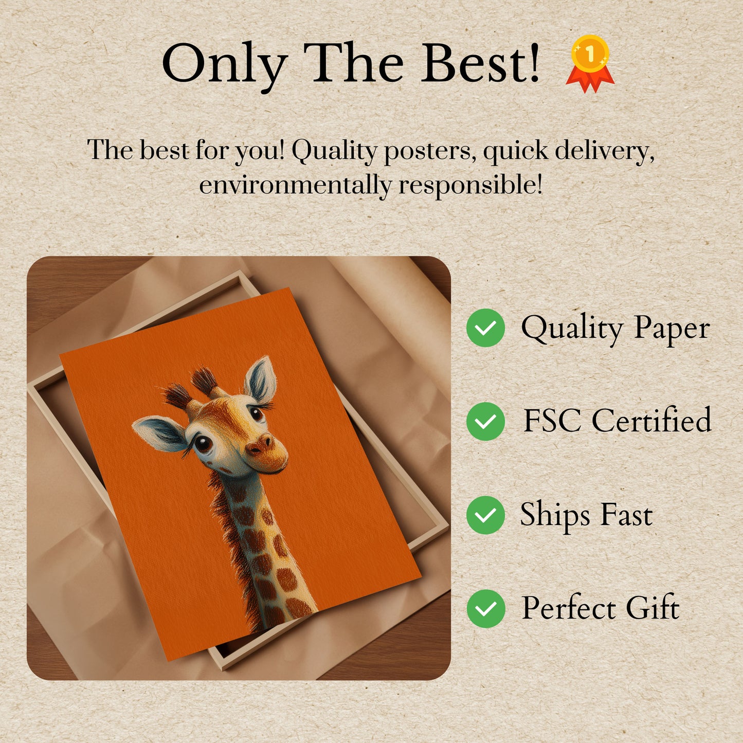 Adorable Baby Giraffe Portrait Poster