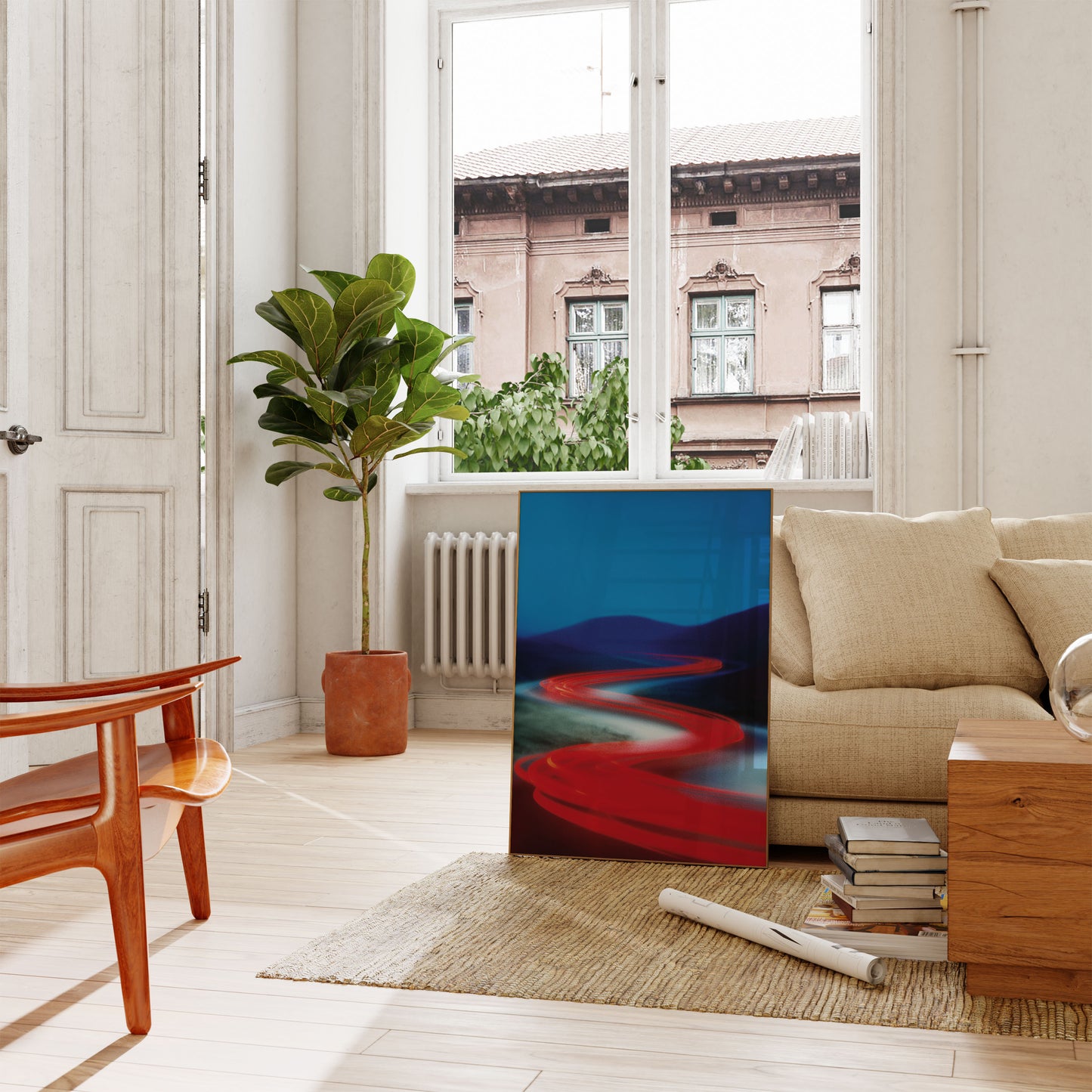 Crimson Velocity Mountain Poster