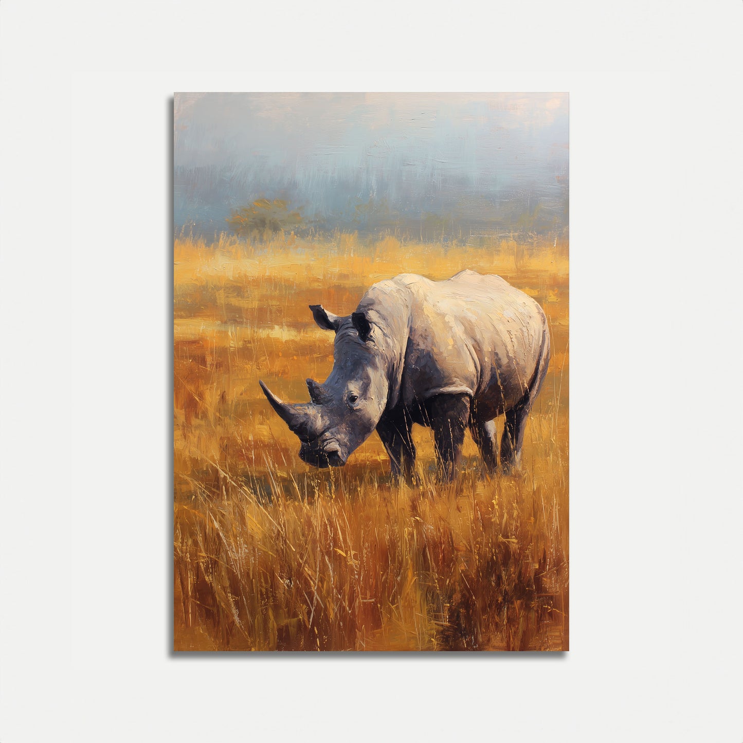 Majestic Rhino in Golden Grasslands Poster