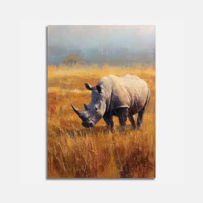 Majestic Rhino in Golden Grasslands Poster