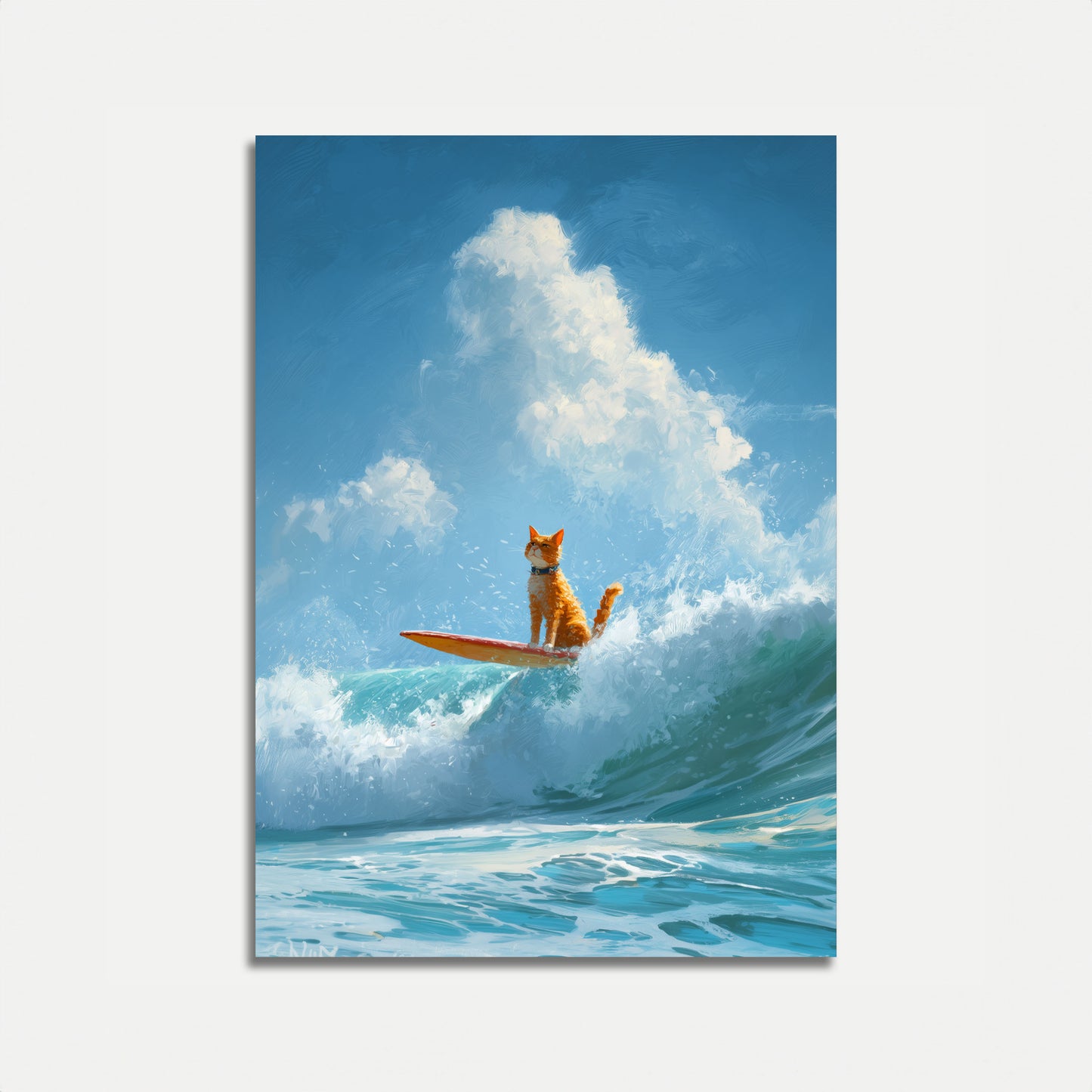 Surfing Cat Wave Rider Poster
