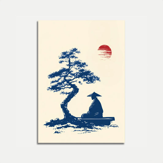Zen Munk Bonsai Træ Plakat