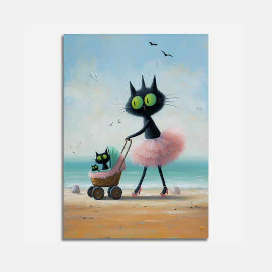 Beach Ballerina Cats Poster