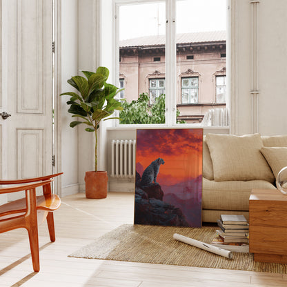 Sneeuwluipaard Berg Zonsondergang Poster