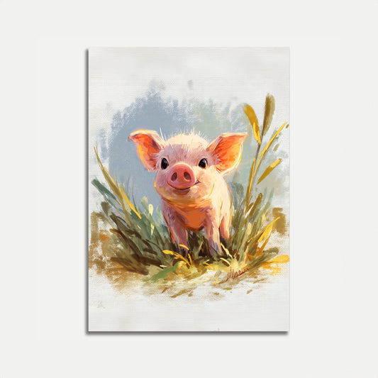 Adorable Piglet in Grass Poster