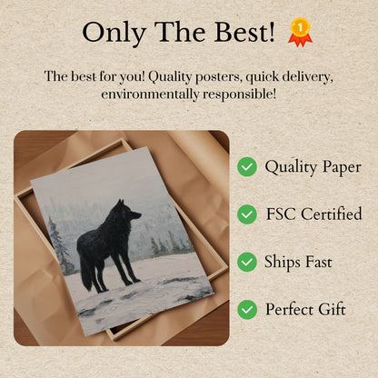 Black Wolf Winter Solitude Poster
