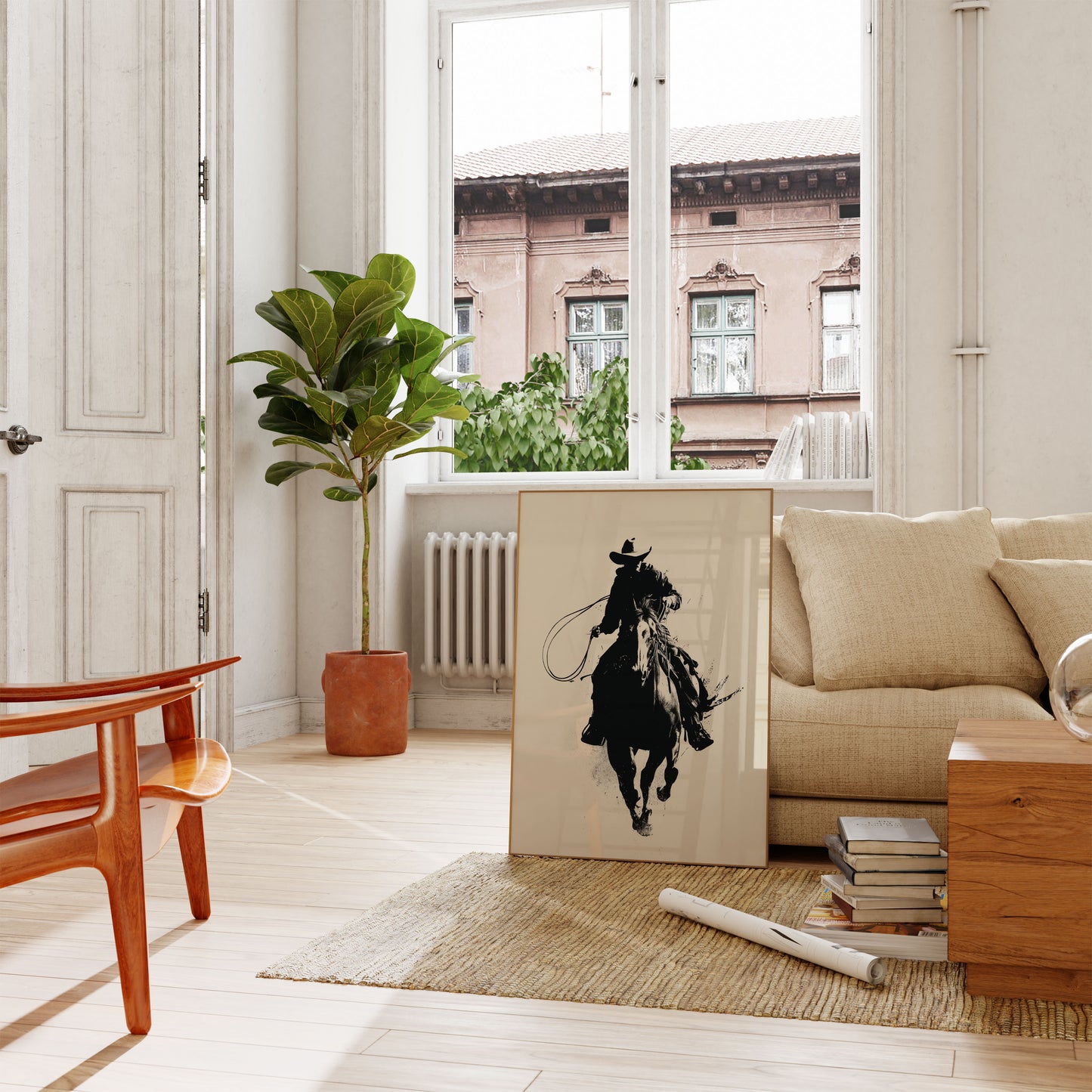 Lone Cowboy Riding Poster