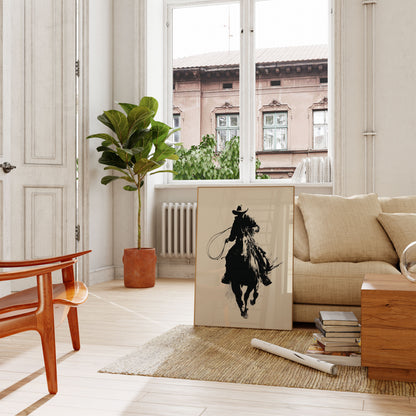 Lone Cowboy Riding Poster