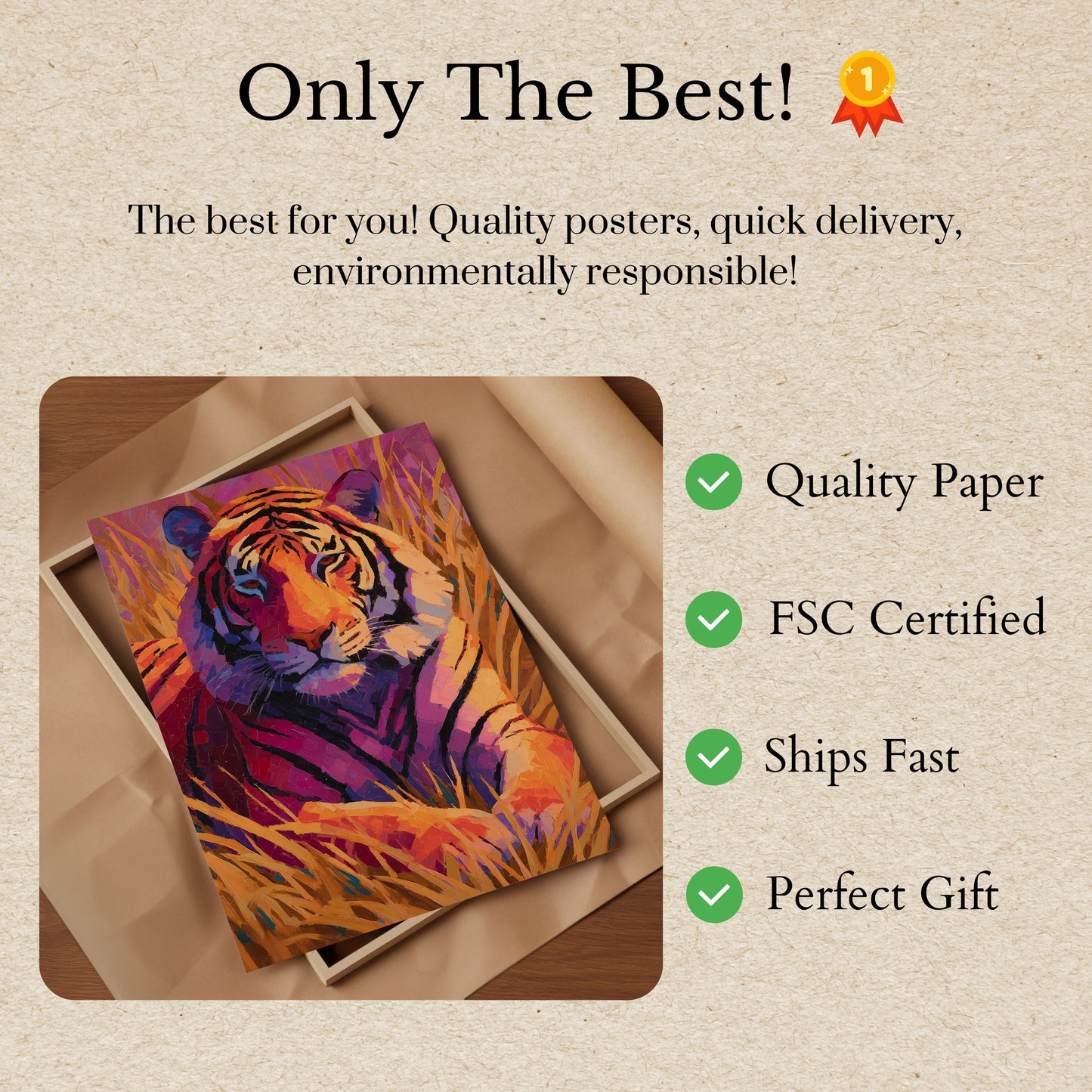 Vibrant Tiger Portrait Poster