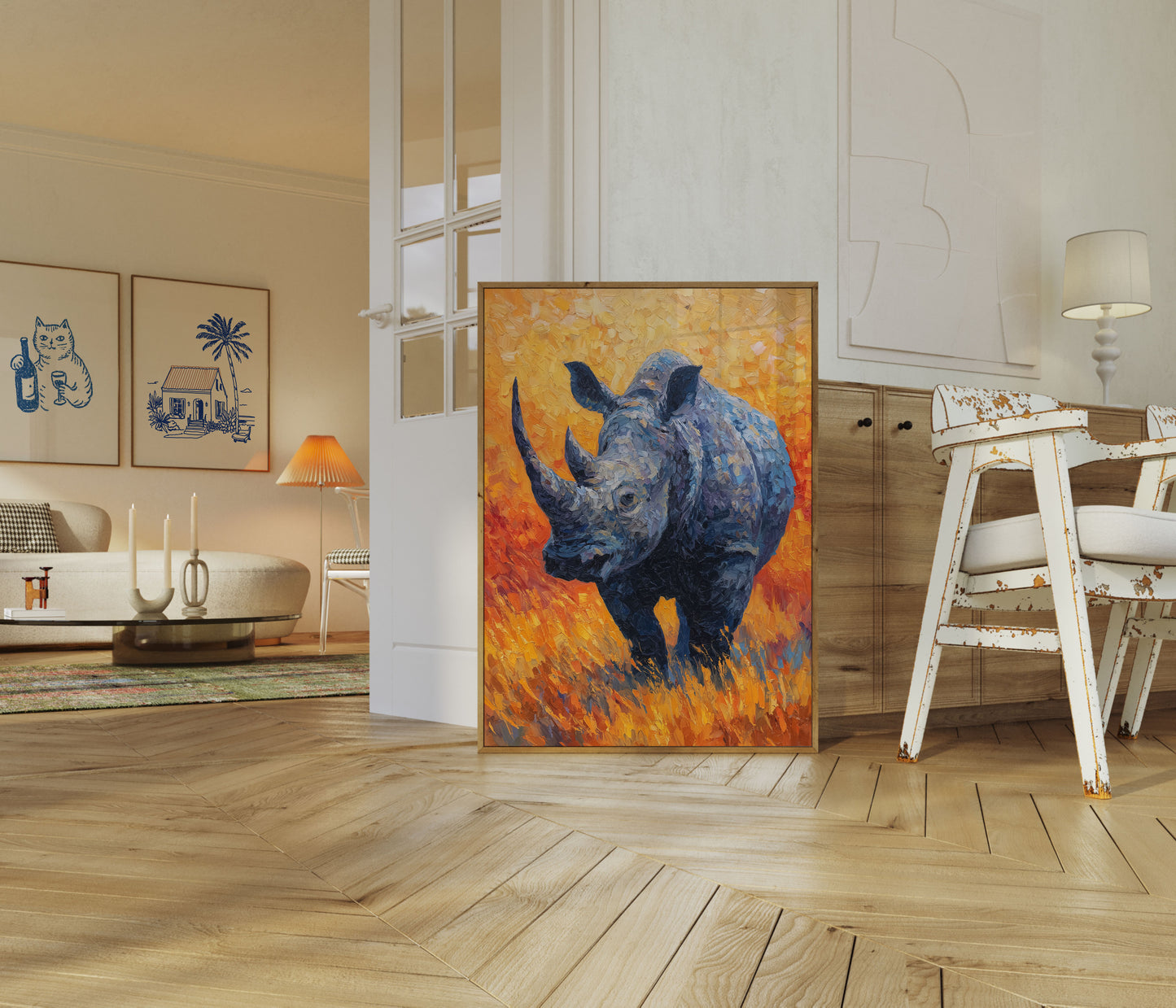 Fierce Rhino Fire Poster