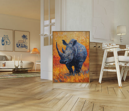 Fierce Rhino Fire Poster