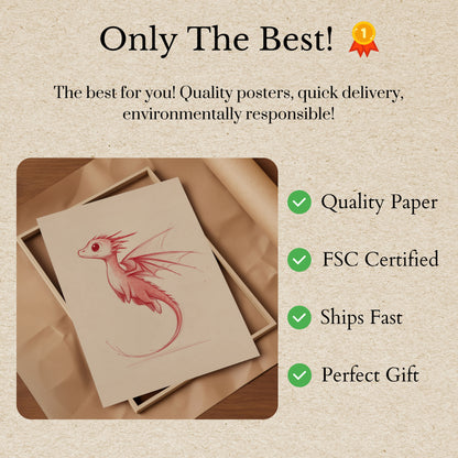 Crimson Dragonling Sketch Poster