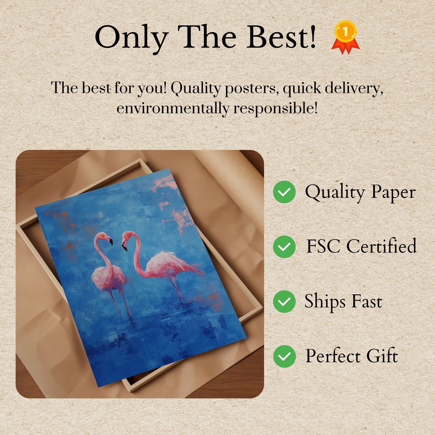 Roze Flamingo's Blauwe Canvas Poster