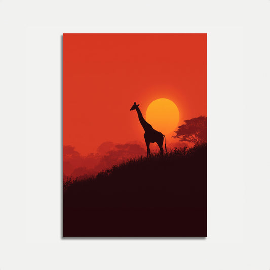 African Sunset Silhouette Poster